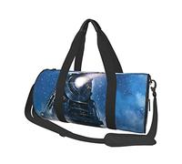 Round Travel Bag Winter Christmas Snow Night Railway Train Gym Bag for Men Women Duffel Bag Sports Bag