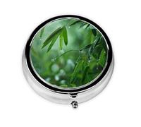 Round Travel Pill Organizer, Compact Daily Small Pill Case with 3 Compartments, Full Print Design Banana Forest