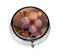 Round Travel Pill Organizer, Compact Daily Small Pill Case with 3 Compartments, Full Print Design Blooming Flowers Compete for Beauty