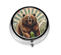 Round Travel Pill Organizer, Compact Daily Small Pill Case with 3 Compartments, Full Print Design California State