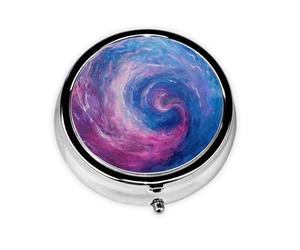 Round Travel Pill Organizer, Compact Daily Small Pill Case with 3 Compartments, Full Print Design Consciousness