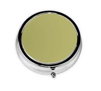 Round Travel Pill Organizer, Compact Daily Small Pill Case with 3 Compartments, Full Print Design Dark Yellow