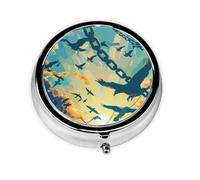 Round Travel Pill Organizer, Compact Daily Small Pill Case with 3 Compartments, Full Print Design Freedom Day