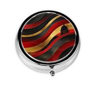 Round Travel Pill Organizer, Compact Daily Small Pill Case with 3 Compartments, Full Print Design Germany Flag