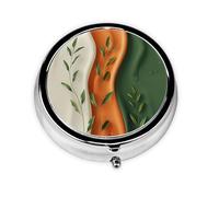 Round Travel Pill Organizer, Compact Daily Small Pill Case with 3 Compartments, Full Print Design Ireland Flag