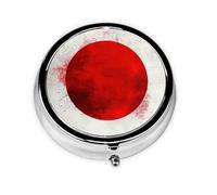 Round Travel Pill Organizer, Compact Daily Small Pill Case with 3 Compartments, Full Print Design Japan Flag