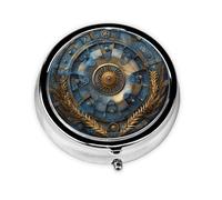 Round Travel Pill Organizer, Compact Daily Small Pill Case with 3 Compartments, Full Print Design Labour Day