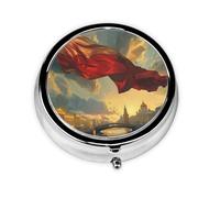 Round Travel Pill Organizer, Compact Daily Small Pill Case with 3 Compartments, Full Print Design Leningrad Oblast Flag