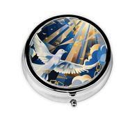 Round Travel Pill Organizer, Compact Daily Small Pill Case with 3 Compartments, Full Print Design Martin Luther King Day