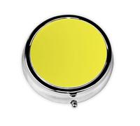 Round Travel Pill Organizer, Compact Daily Small Pill Case with 3 Compartments, Full Print Design Neon Yellow