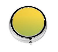 Round Travel Pill Organizer, Compact Daily Small Pill Case with 3 Compartments, Full Print Design Pale Yellow