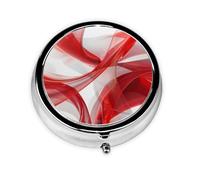 Round Travel Pill Organizer, Compact Daily Small Pill Case with 3 Compartments, Full Print Design White red