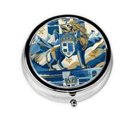 Round Travel Pill Organizer, Compact Daily Small Pill Case with 3 Compartments, Full Print Design Zurich State Flag