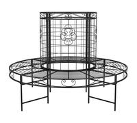 Round Tree Bench Ø137 cm Black Steel Patio Circular Garden Seat vidaXL