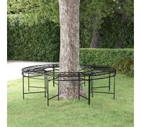 vidaXL Round Tree Bench Ø160 cm Black Steel Patio Circular Garden Tree Seat