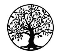 Round Tree of Life Metal Wall Art, Black Tree Art Wall Decor, Large Metal Wall Hanging for Office, Bedroom, Kitchen, Indoor and Outdoor Decorations(60 * 60cm)
