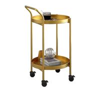 Round Trolley with Handles, Metal Bar Cart on Wheels, Mini Drinks Storage Cart for Kitchen, Dining Room, Bathroom, Living Room, 2/3-Tier Design