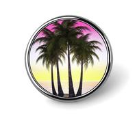 Round Tropical Palm Tree Brooch Classic Mini Pin 1 Inch Aluminum Alloy Lapel Pin Personalized Button Badge for Backpack Hat Suit Jacket Clothing Decoration
