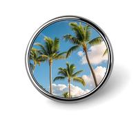 Round Tropical Palm Tree Brooch Classic Mini Pin 1 Inch Aluminum Alloy Lapel Pin Personalized Button Badge for Backpack Hat Suit Jacket Clothing Decoration