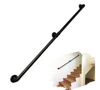 Round Tube Handrail for Stairs Black Wrought Iron Indoor Metal Railing for Disabled Kids Outdoor Steps Safe Passage Durable Stylish Easy Install