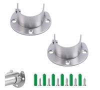 Round Tube Holder for Cupboard Rail 32 mm Wardrobe Clothes Rail with Screws 2 Pieces U-Shape Clothes Rail Holder Cabinet Stainless Steel Flange Rod Holder for Curtain Rod