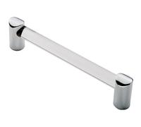 Round Tube Pull Handle 148 x 16mm 128mm Fixing Centres Clear & Chrome