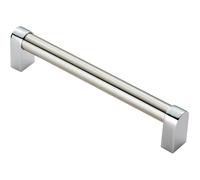 Round Tube Pull Handle 176 x 16mm 160mm Fixing Centres Satin Nickel & Chrome