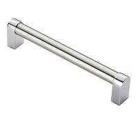 Round Tube Pull Handle- 176 x 16mm- 160mm Fixing Centres- Satin Nickel & Chrome | Cabinet Pull Handle - Wardrobe Cupboard Door Handle - Suitable for Lightweight Internal Doors