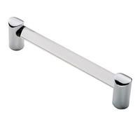 Round Tube Pull Handle 180 x 16mm 160mm Fixing Centres Clear & Chrome
