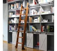 Round Tube Sliding Rolling Ladder ， Stainless Steel Rolling Ladder Hardware Kit with Track Rail and Wheels 3.3ft-20ft(16ft/500cm Track kit)