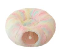 Round Tunnel Cat Bed - Large Plush Cat Cave, Doughnut Cat Hiding Place | Multi-Purpose Cat Game Tunnel, Soft, Pet-friendly Sleeping Space, Washable Design Cat Bed with Hanging Ball