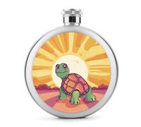 Round Turtle in The Sun Hip Flask Stainless Steel Portable Whiskey Flask Personalized Pocket Alcohol Flasks Leak Proof Liquor Bottle Gift for Men Women Wedding Party