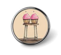 Round Two Cartoon Cupcakes Brooch Classic Mini Pin 1 Inch Aluminum Alloy Lapel Pin Personalized Button Badge for Backpack Hat Suit Jacket Clothing Decoration