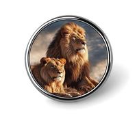 Round Two Lions Brooch Classic Mini Pin 1 Inch Aluminum Alloy Lapel Pin Personalized Button Badge for Backpack Hat Suit Jacket Clothing Decoration