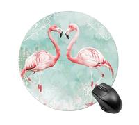 Round Two Peach Flamingos Mouse Pad Non-Slip Rubber Base Waterproof Mouse Mat Travel Portable Gaming Mousepad for Office Work Home Computer Laptop Personalized Accessory