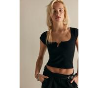 Round Two Pique Tee Top by Intimately at Free People in Black, Size: M/L - female