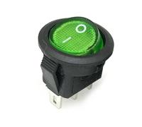 Round Type Rocker Switch ON-OFF Latching 2 Position Push Button Switch with LED Illuminate 3-Pin Terminal IDGTTLDF(Green LED,220V)