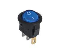 Round Type Rocker Switch ON-OFF Latching 2 Position Push Button Switch with LED Illuminate 3-Pin Terminal IDGTTLDF(Blue LED,12V)