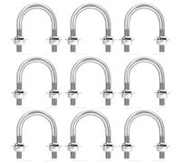 Round U-Bolts, Stainless Steel U-Bolts M6*(10-55) mm with Nuts Washers Spring Pad Pack of 9 Silver(M6*10)