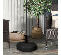 Round Umbrella Parasol Base with Rattan Effect, Plastic Parasol Stand, Black