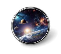 Round Universe Galaxy Outer Space Brooch Classic Mini Pin 1 Inch Aluminum Alloy Lapel Pin Personalized Button Badge for Backpack Hat Suit Jacket Clothing Decoration