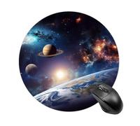 Round Universe Galaxy Outer Space Mouse Pad Non-Slip Rubber Base Waterproof Mouse Mat Travel Portable Gaming Mousepad for Office Work Home Computer Laptop Personalized Accessory