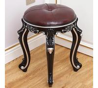 Round Vanity Stool, Elastic Comfort Padded Ottoman with Plastic Steel Legs, European Piano Seat Chair for Bedroom Bathroom Vanity Footrest Stool (43x35cm(16.9x13.7in), Dark Color)