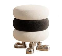 Round Vanity Stool No Arms Modern Accent Chair for Bedroom Study Home Office - Stylish Black Makeup Seat for Dressing Table Compact Design for Small Spaces