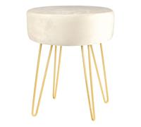 Harbour Housewares Velvet Footstool - Round Modern Dressing Table Footstool Vanity Seat Chairs - 40 X 35Cm - Cream/gold