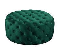 Round Velvet Ottoman Footrest Stool Tufted Upholstered Footstool with Buttons Cozy Accent for Living Room & Bedroom Versatile End of Bed Bench