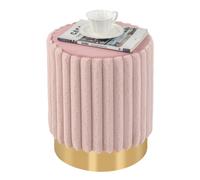 Round Velvet Ottoman Footrest Tufting Vanity Stool Pink