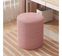 Round Velvet Ottoman, Upholstered Vanity Stool for Makeup, Small Foot Stool, Modern Extra Seating for Living Room Bedroom Entryway, Gray (Pink 33x43cm(13x17inch))