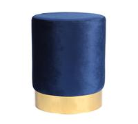 Harbour Housewares Round Velvet Foot Stool - Blue - Modern Dressing Table Pouffe Footstool Vanity Seats Vanity Chair Pouf