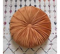 Round Velvet Pumpkin Cushion For Sofa, Pleated Decorative Pillow For Bed & Car, Solid Color Knot Floor Pillow, Cozy Home Accent Throw Pillow Orange Diameter 14/35CM